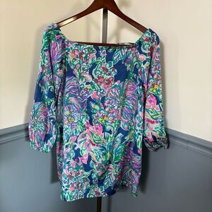 Lilly Pulitzer Adira Stretch Silk Off The Shoulder Dress Size Small